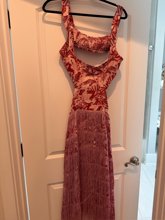 Anthropologie Dresses & Skirts - Anthropologie Pink and Red Floral Fringe Maxi Dress